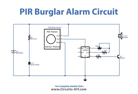 Pir Based Security System Circuit Diagram