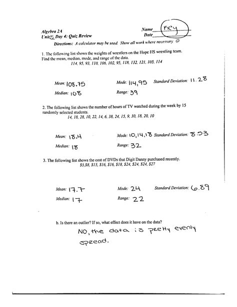 Day4 Quiz Review Key - math - Studocu