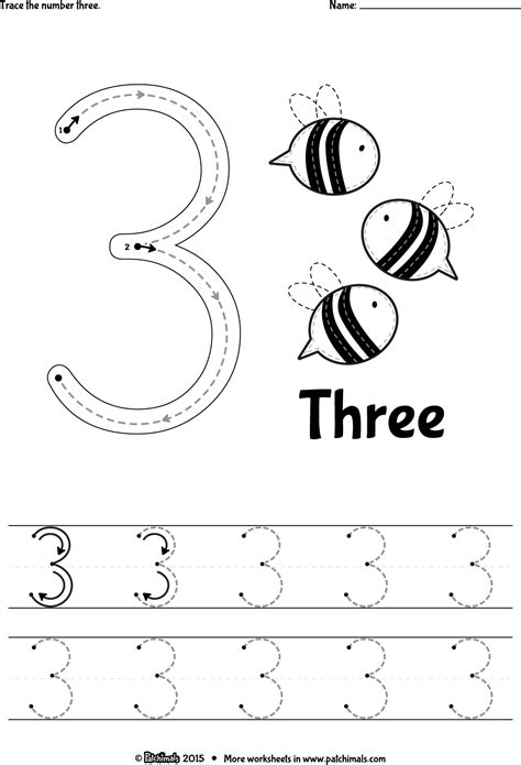 Number 3 Traceable Worksheets