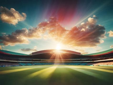 Premium AI Image | Cricket Stadium Top view on cricket pitch