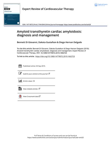 (PDF) Amyloid transthyretin cardiac amyloidosis: diagnosis and management