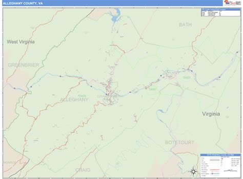 Alleghany County, Virginia Zip Code Wall Map | Maps.com.com