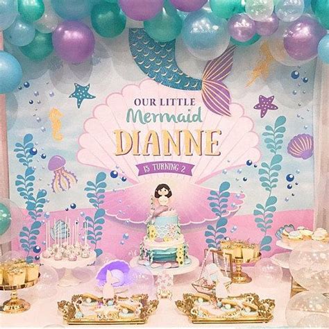 Mermaid Birthday Party Backdrop // DIGITAL FILE Only // Glitter Gold ...