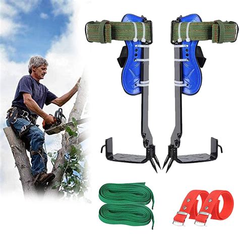 Buy Oui, Tree Climbing Spikes Set 2 Gears with Adjustable Safety Harness Belt Straps, 304 ...