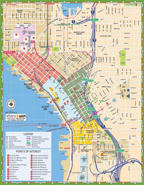 Downtown Seattle Street Map - Map Of Downtown Seattle Streets for Downtown Spokane Map Printable ...