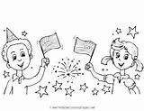 Patriotic Kids And Flags Coloring Page sketch template