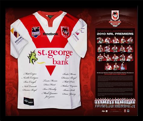 St George Illawarra Dragons 2010 NRL Premiership signed & framed jersey ...