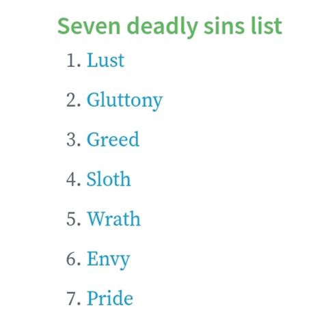 List 7 Deadly Sins In Order - pic-corn