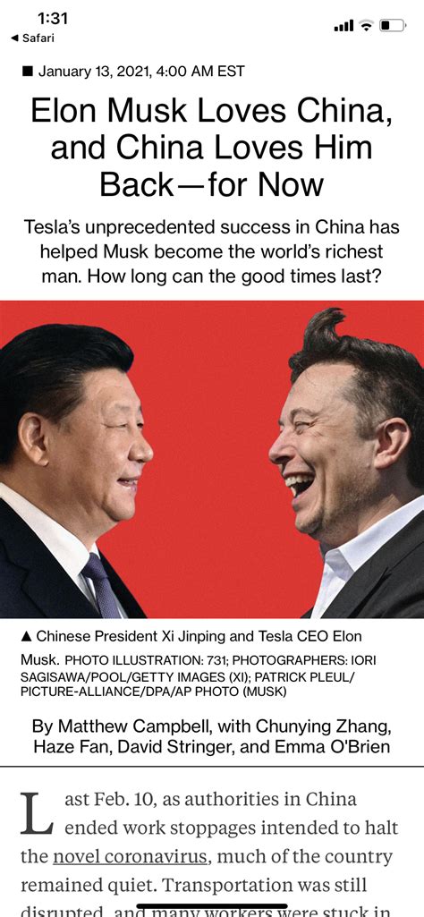 Elon Musk Loves China, and China Loves Him Back—for Now – 家 genealogy 谱