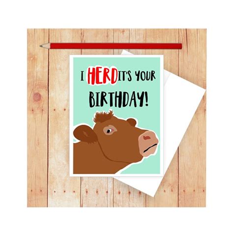 Cow Card Cow Pun Birthday Card Cow Art Funny Birthday | Etsy | Funny ...