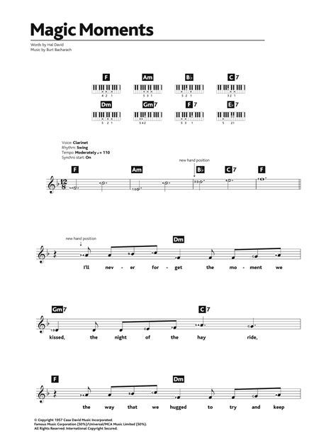 Magic Moments by Perry Como Sheet Music for Piano Chords/Lyrics at ...