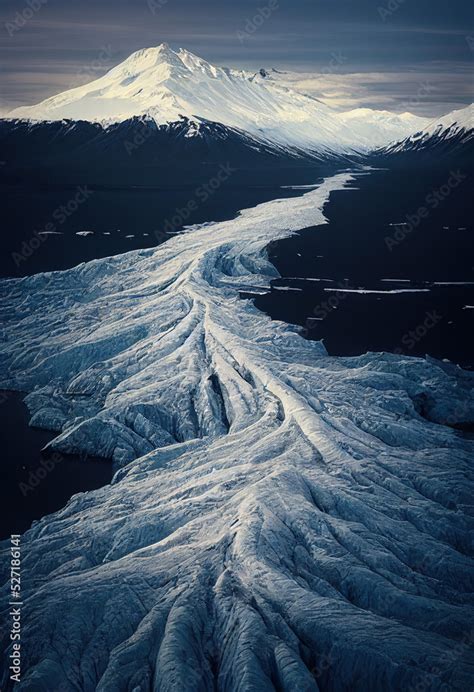 Alaska Snow Mountain. White Snow Road, White Mountain Top and Clear ...