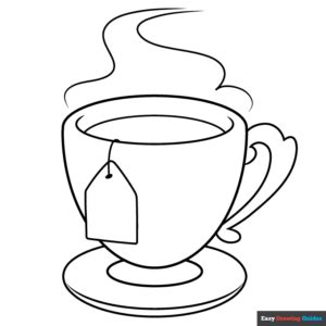 Tea Cup Coloring Page | Easy Drawing Guides