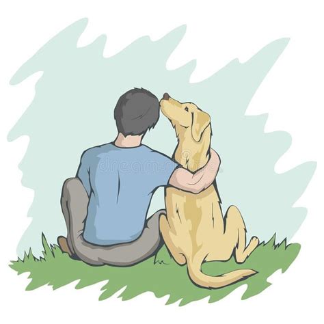 Man With Dog, Dog Friendship, Man With Pet Stock Vector - Illustration ...