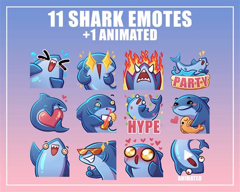 11 Shark Emotes One Animated / Shark Emotes / Twitch / Discord ...