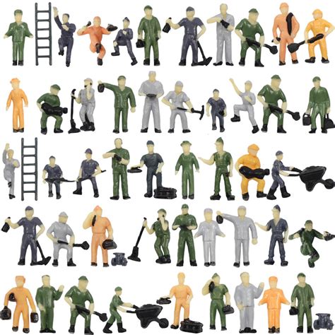 50pcs Model Railway 1:87 Well Painted Figure Workers HO Scale ...