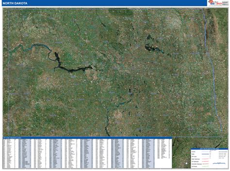 North Dakota Wall Map Satellite ZIP Style by MarketMAPS - MapSales