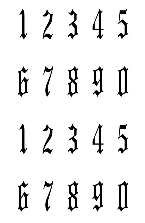 Metallic - Old English Numbers MID-LARGE - Snake in 2021 | Tattoo lettering, Number tattoo fonts ...