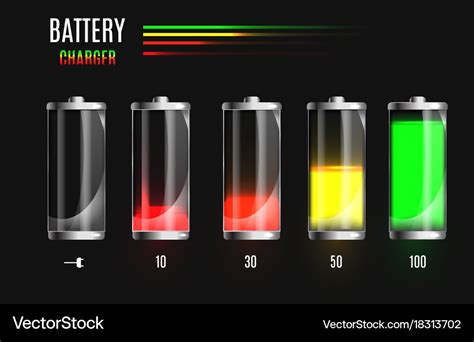 Discharged and fully charged battery charging Vector Image