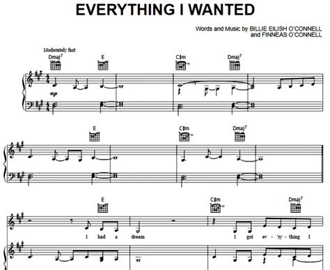 Billie Eilish - Everything I Wanted Free Sheet Music PDF for Piano | The Piano Notes