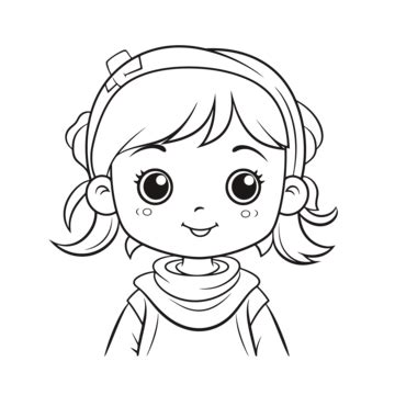 Cartoon Girl Face Coloring Page For Kids Outline Sketch Drawing Vector, Car Drawing, Cartoon ...