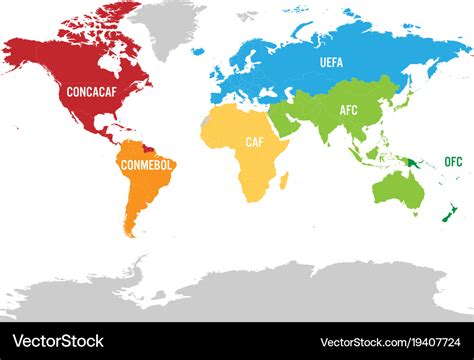 Map of world football or soccer confederations Vector Image