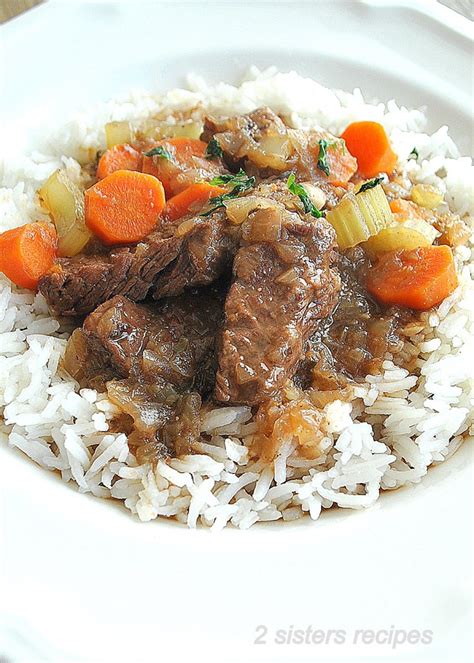 Beef Stew in Half the Time! Served with Rice - 2 Sisters Recipes by ...