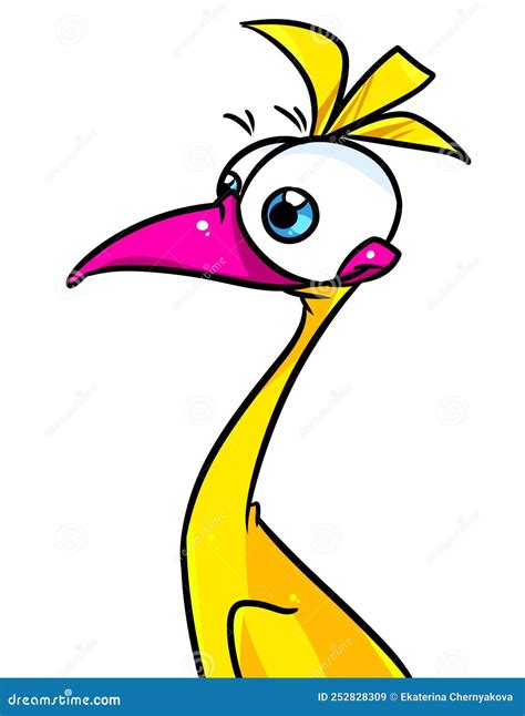 Animal Yellow Bird Heron Character Cartoon Illustration Stock Illustration - Illustration of ...