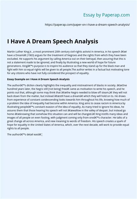 I Have A Dream Speech Analysis Free Essay Example