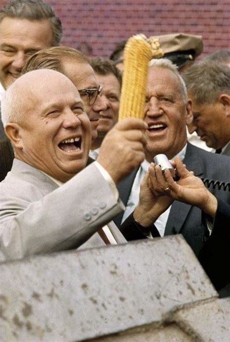 Soviet Premier Nikita Khrushchev holding a corn : coldwar