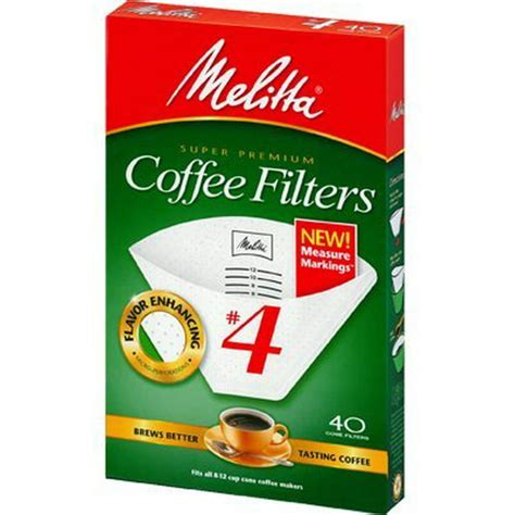 Cone Coffee Filters with Measure Markings No. 4 White 40 Count Pack of 2 (80 Filters Total ...