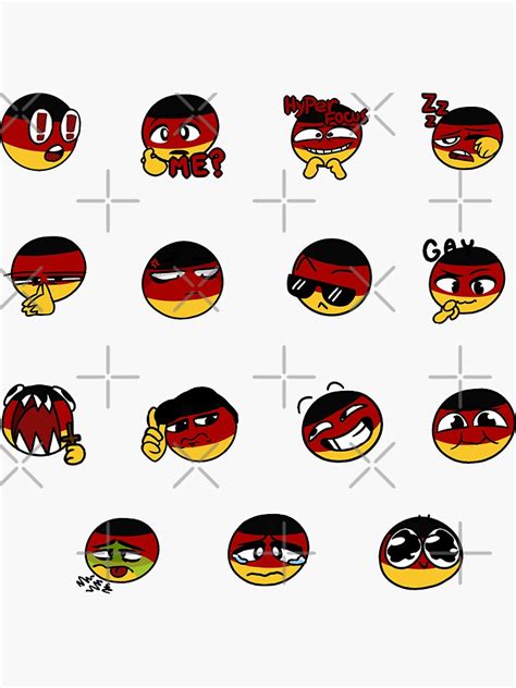 "countryballs face pack germany" Sticker for Sale by WilliamWoods35 ...