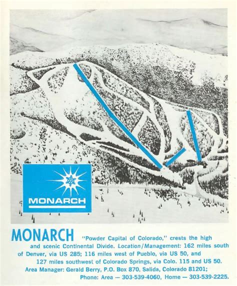 1967 MONARCH MOUNTAIN Ski Trail Map Ski Map, Ski Art, Ski Decor, Ski Home Print, Vacation Home ...