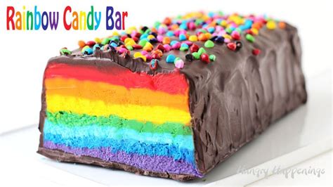 Giant Rainbow Candy Bar with Colorful Nougat in a Dark Chocolate Shell