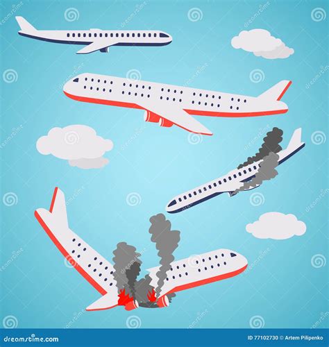 Plane Crash Vector Flat Style. Stock Vector - Illustration of ...