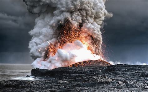 volcano, Eruption, Smoke, Sparks, Lava, Fire Wallpapers HD / Desktop ...