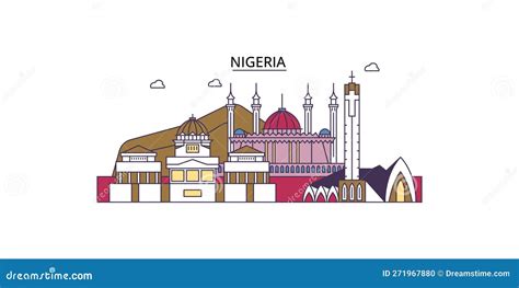 Nigeria Tourism Landmarks, Vector City Travel Illustration Stock Vector ...