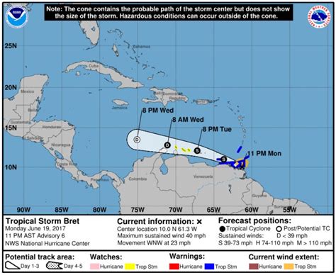 Tropical Storm Bret forms in Atlantic