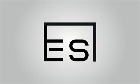 Letter ES logo design. ES logo with square shape in black colors vector ...