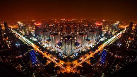 Beijing, Chine, horizon nocturne de la ville, les bâtiments, les lumières Fonds d'écran ...