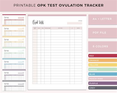 Printable OPK Test Sheet Ovulation Tracker Fertility - Etsy