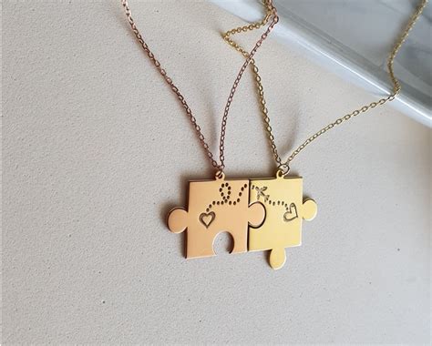 Puzzle Necklace 2 Pieces Couple Name Matching Pendant Gift - Etsy