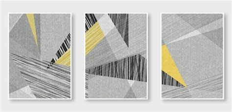 Premium Photo | A series of abstract art with yellow and black shapes.