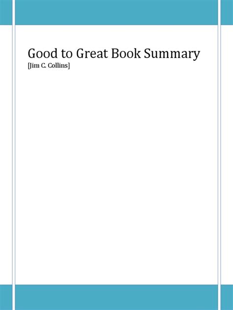 Good To Great Book Summary | PDF | Thought | Goal