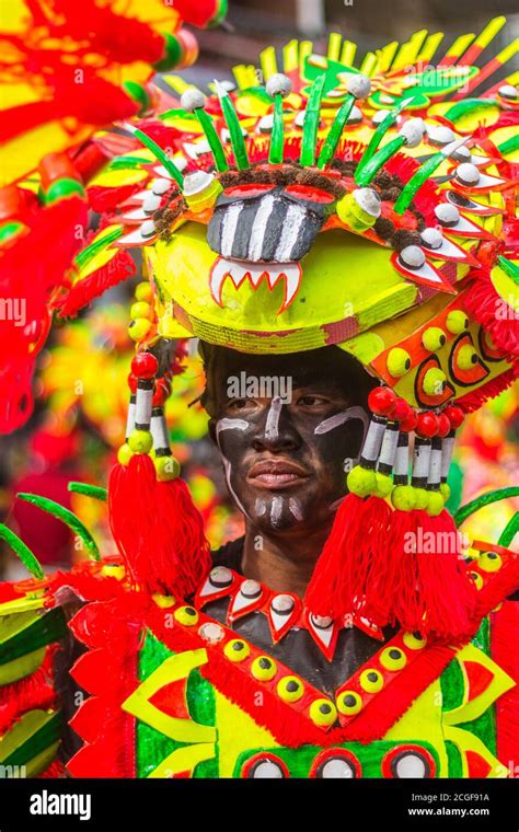 A reveler in costume during the Ati-atihan Festival in Kalibo, Aklan, Philippines. The event is ...