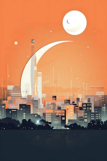 Premium AI Image | PARIS city and moon lit up at night illustration