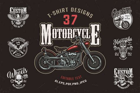 37 Vintage Custom Motorcycle Emblems - Vector design - DgimStudio.com