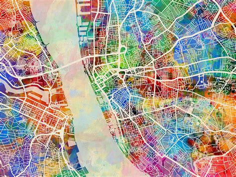 Liverpool England Street Map Digital Art by Michael Tompsett