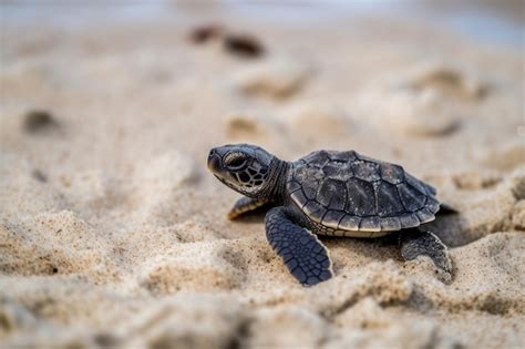 Premium Photo | A baby turtle on a beach