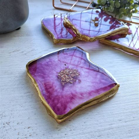 Epoxy Resin Coasters Mothers Day Gift From Husband Crimson - Etsy